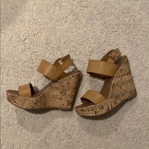 Nude wedge sandals